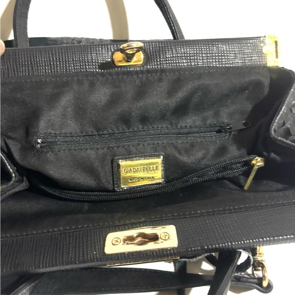 Giada Pelle croc embossed satchel Elegant Black Handbag - Picture 6 of 7